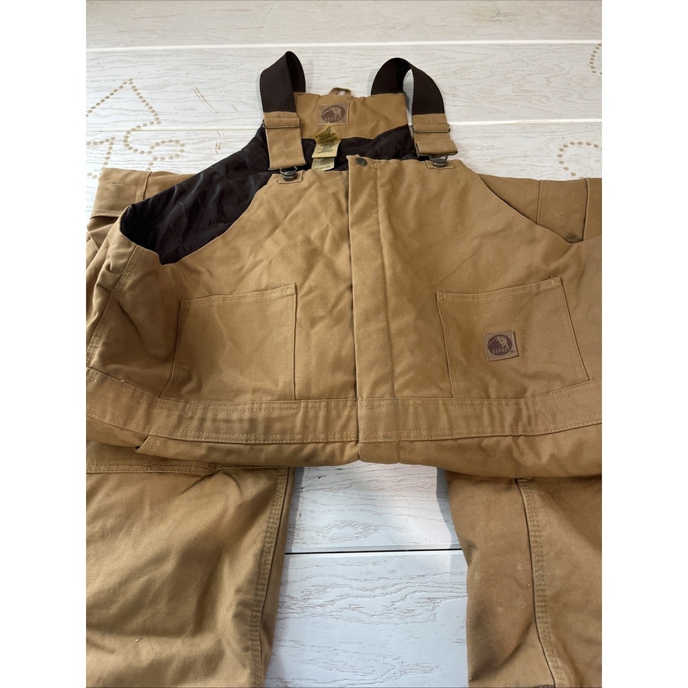 Berne Mens‎ Vintage Insulated Washed Brown Duck 100% Cotton Bib Overall Workwear